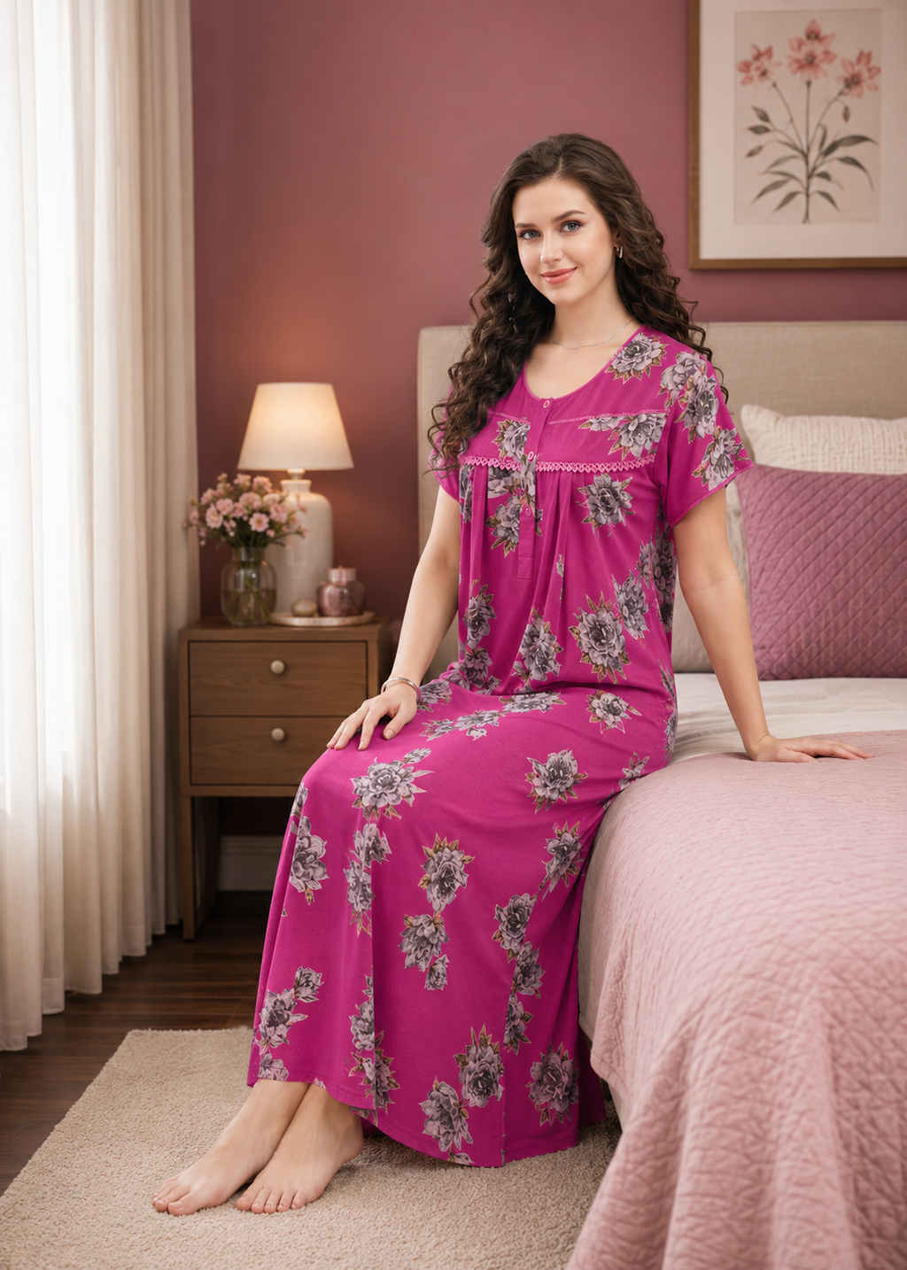 Magenta Floral Alpine Nightgown