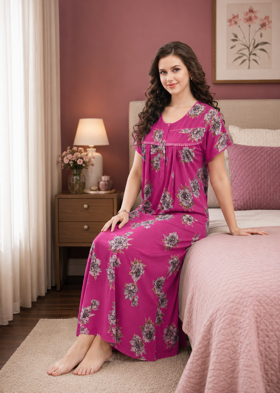 Magenta Floral Alpine Nightgown