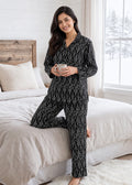 Black Floral Print Woolen Winter Co-ord Set