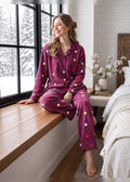 Maroon Velvet Embroidery Polka Dot Winter Co-ord Set