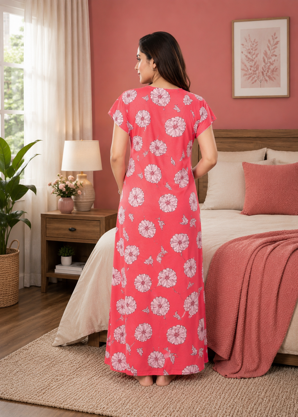 Coral Pink Floral Alpine Nightgown