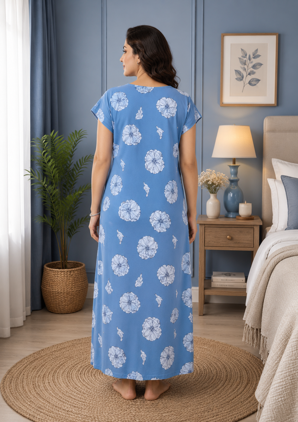 Sky Blue Floral Alpine Nightgown