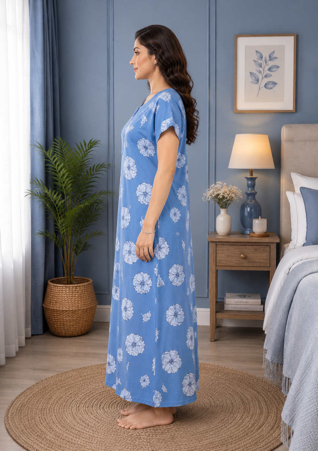 Sky Blue Floral Alpine Nightgown