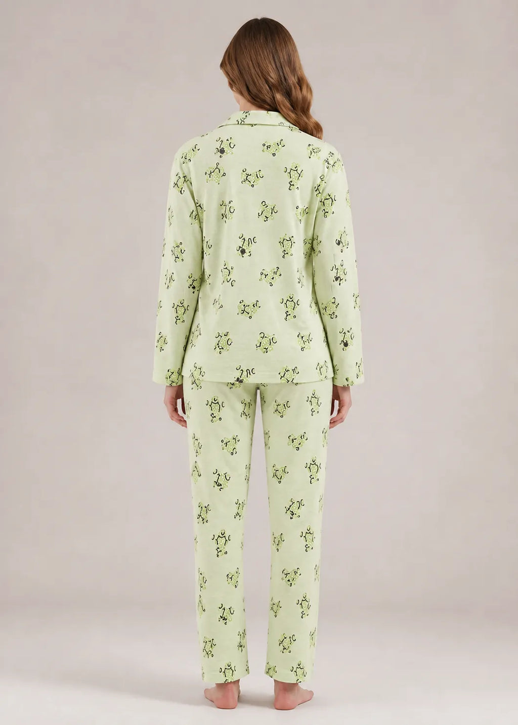 Lime Green Frog Print Woolen Winter Co-ord Set