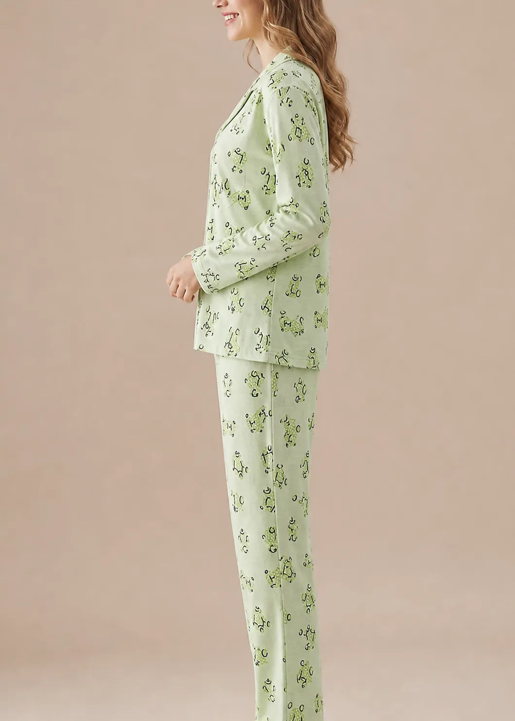 Lime Green Frog Print Woolen Winter Co-ord Set