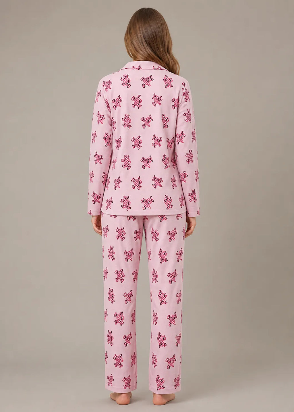 Pink Dog Print Woolen Winter Co-ord Set
