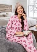 Pink Dog Print Woolen Winter Co-ord Set