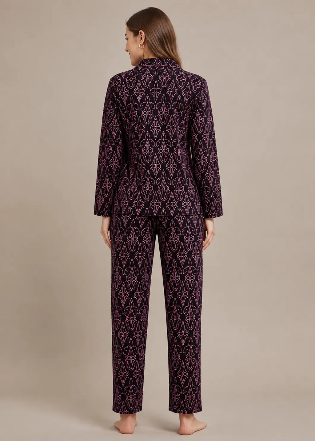 Maroon Arabesque Print Woolen Winter Co-ord Set