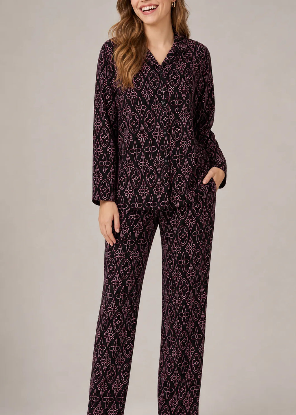 Maroon Arabesque Print Woolen Winter Co-ord Set
