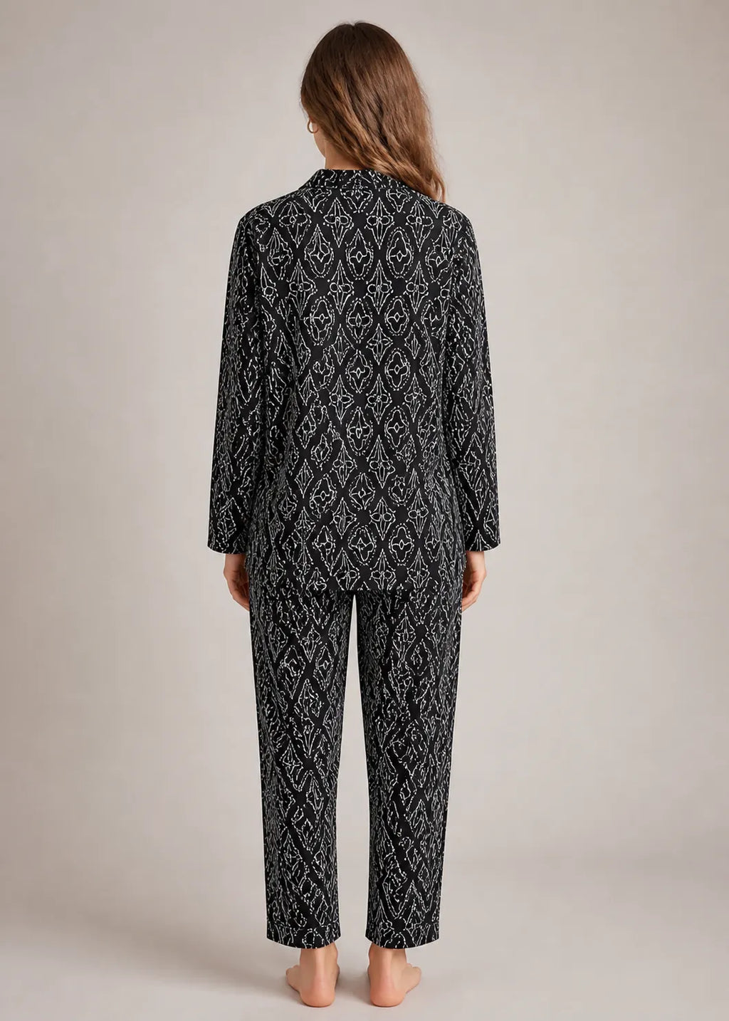 Black Arabesque Print Woolen Winter Co-ord Set