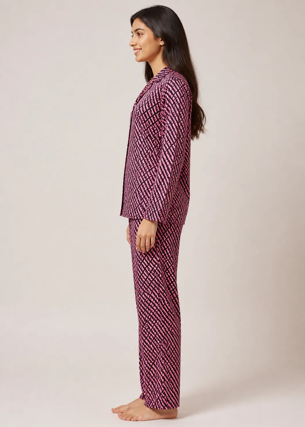 Pink Monogram Print Woolen Winter Co-ord Set