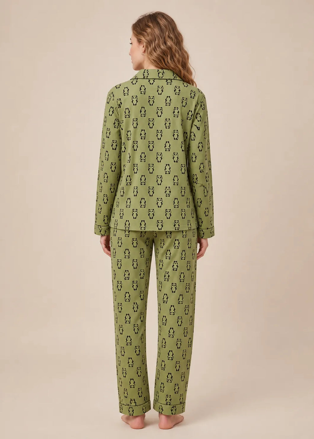 Olive Panda Print Woolen Winter Co-ord Set