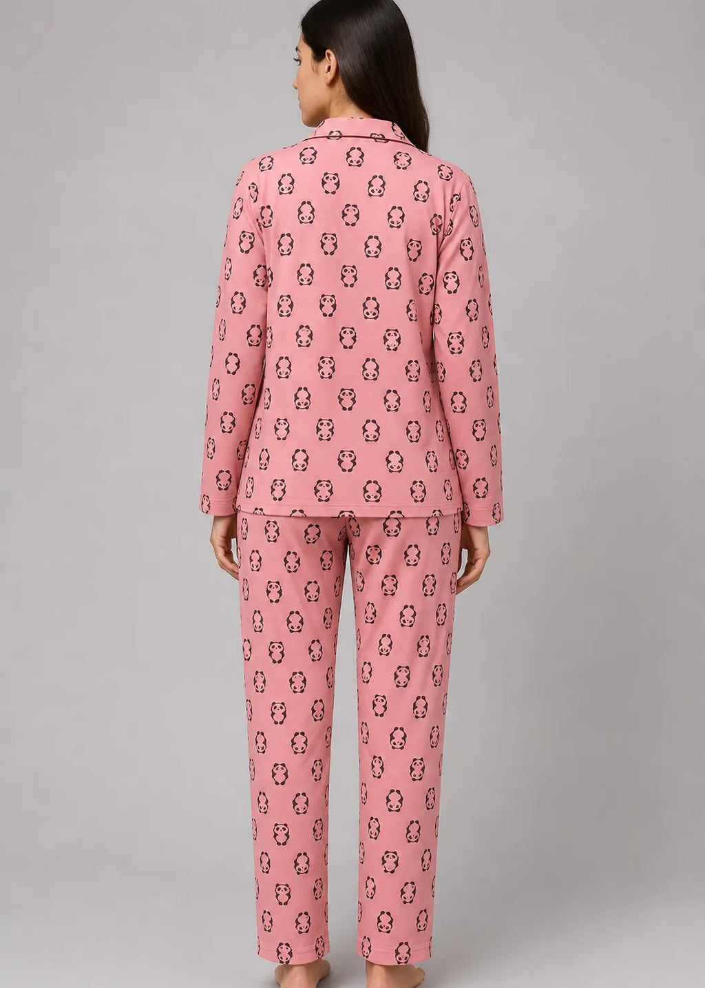 Pink Panda Print Woolen Winter Co-ord Set