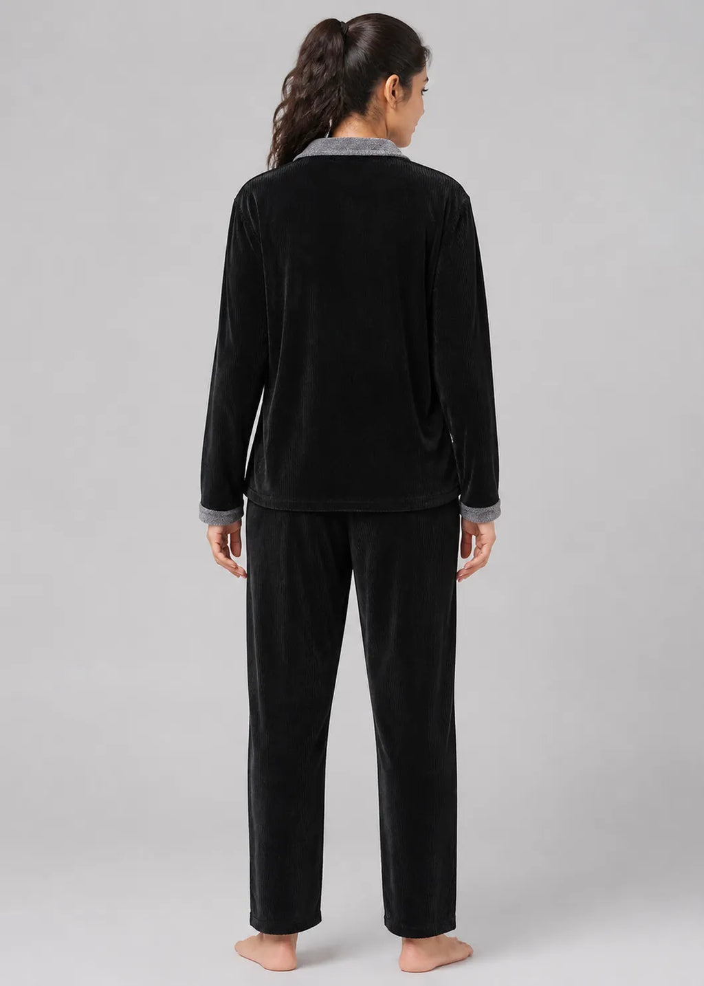 Black Velvet Polo Neck Winter Co-ord Set