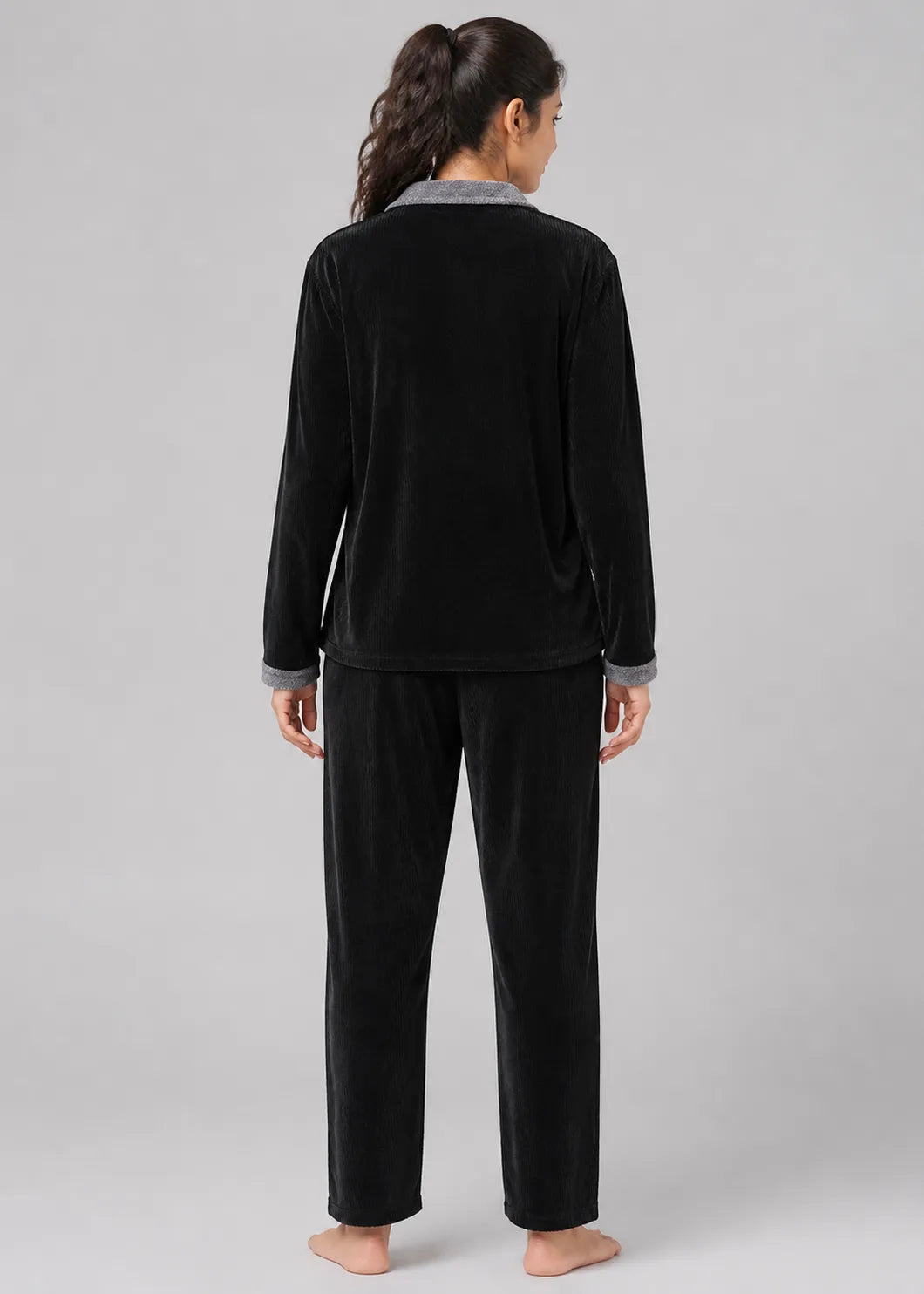 Black Velvet Polo Neck Winter Co-ord Set
