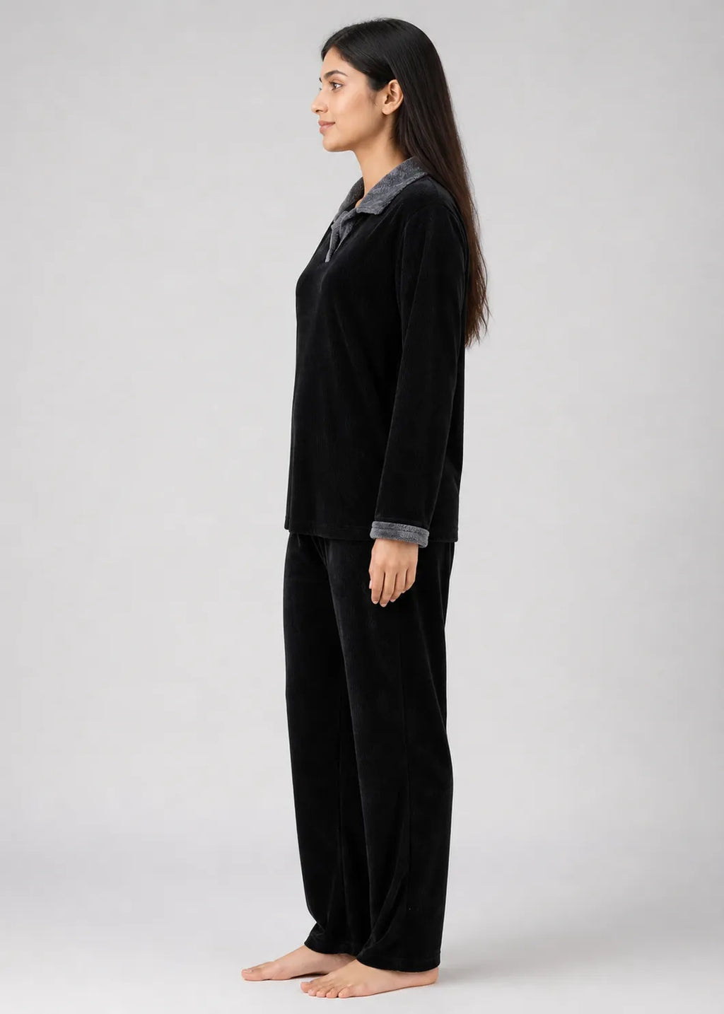 Black Velvet Polo Neck Winter Co-ord Set