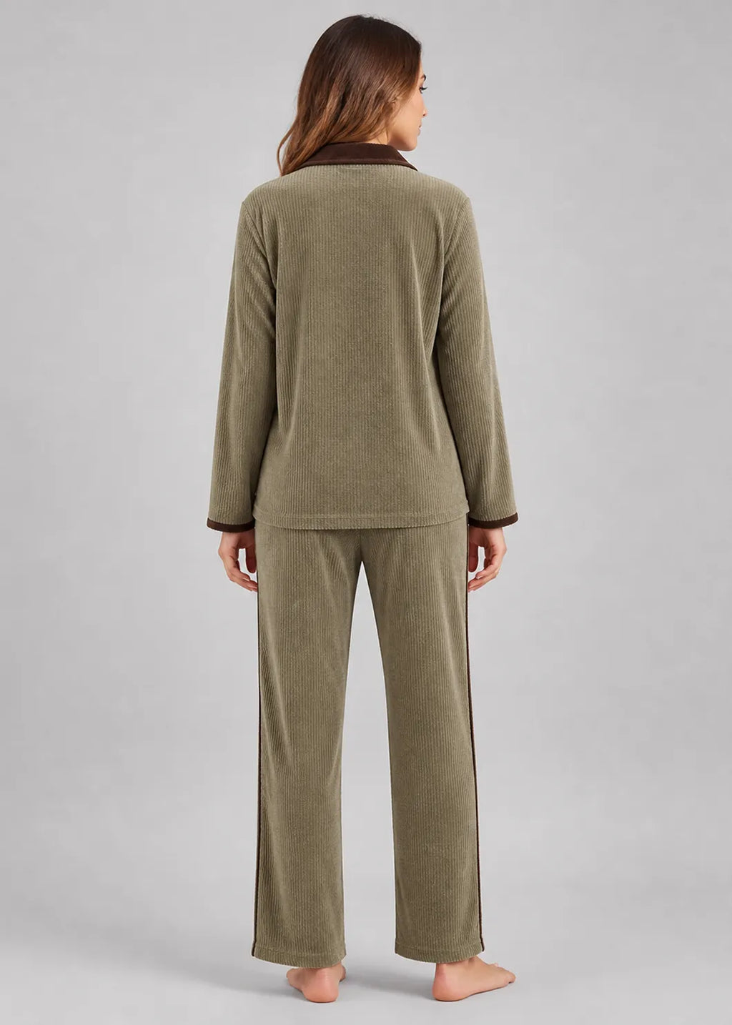 Khaki Velvet Winter Co-ord Set