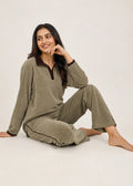 Khaki Velvet Winter Co-ord Set
