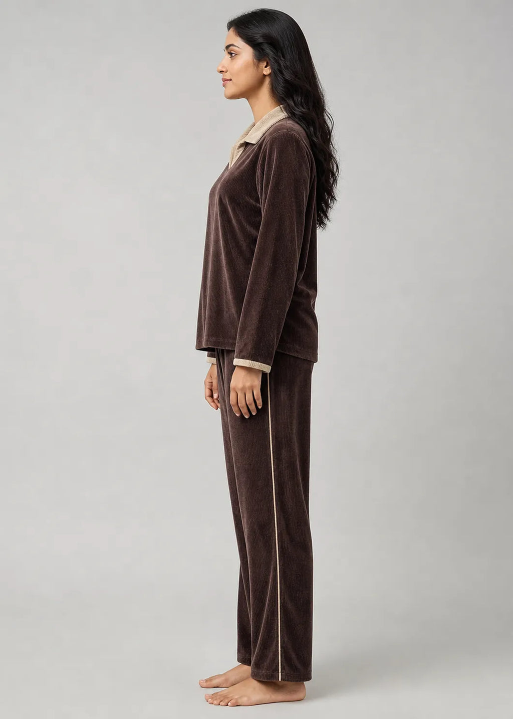 Brown Velvet Winter Co-ord Set