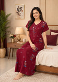 Maroon Geometric Alpine Nightgown