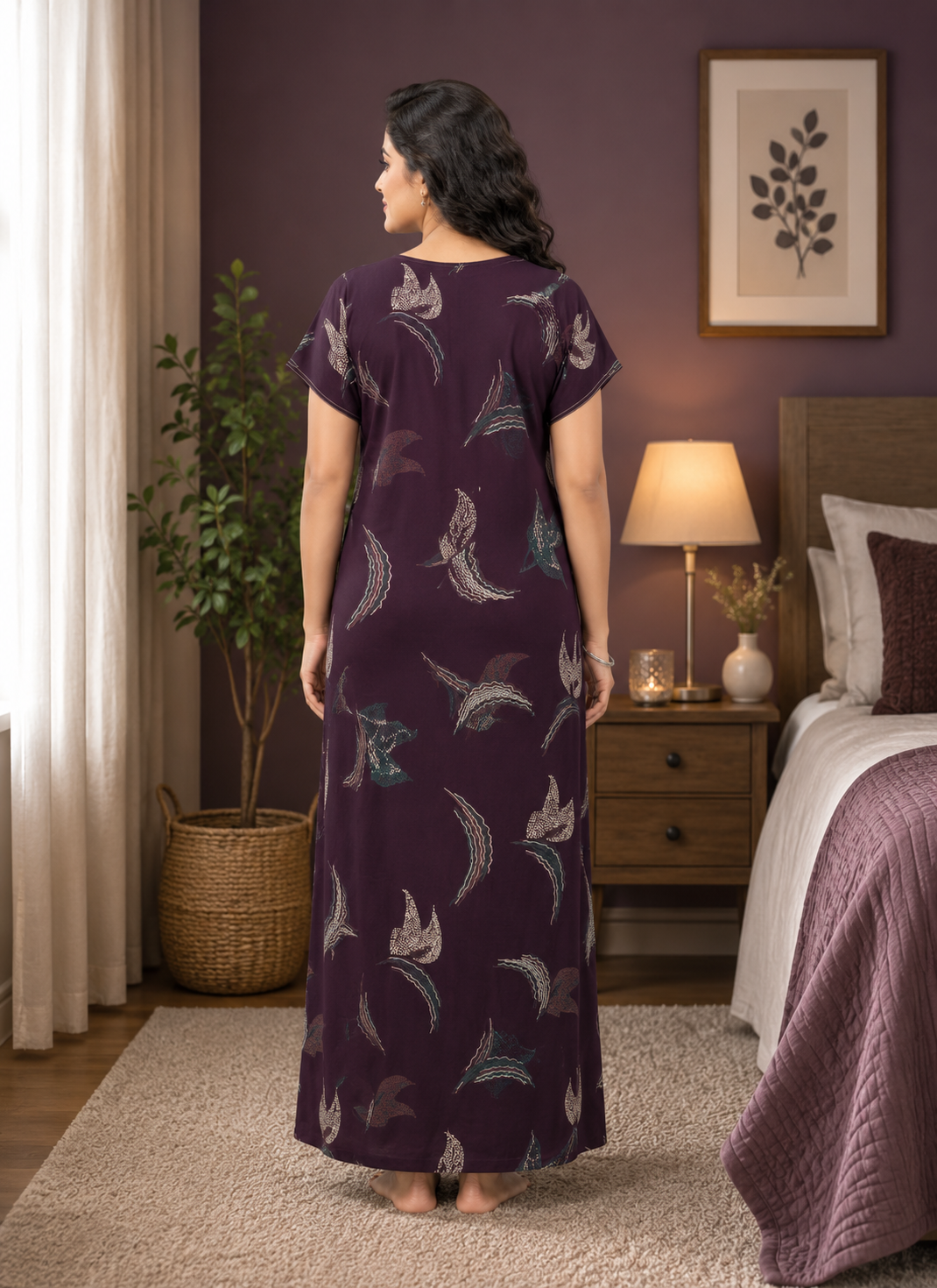 Deep Plum Abstract Graphic Alpine Nightgown