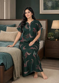 Forest Green Abstract Plume Alpine Nightgown