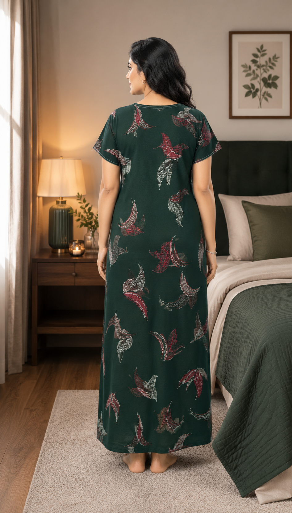 Emerald Green Abstract Graphic Alpine Nightgown