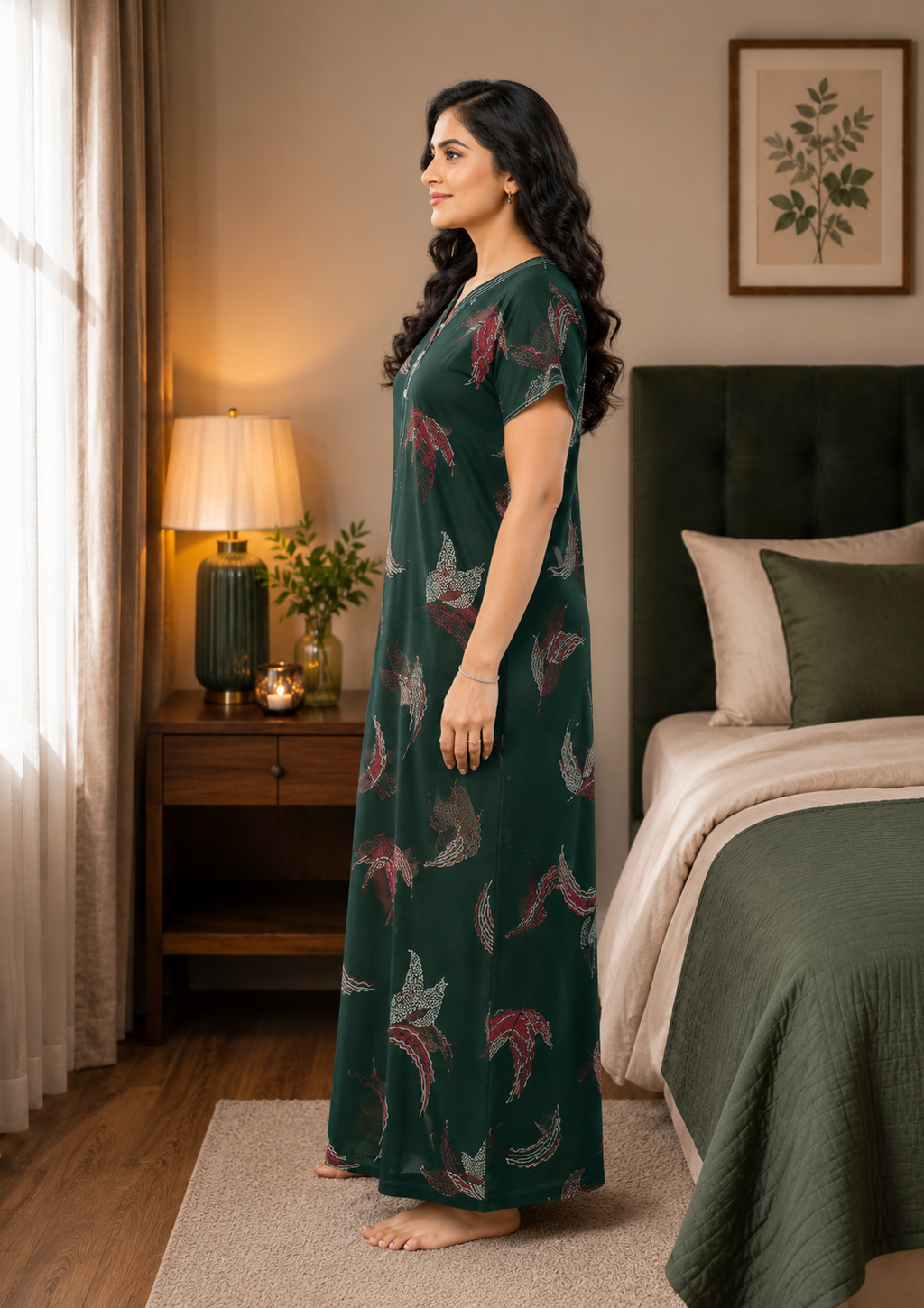 Emerald Green Abstract Graphic Alpine Nightgown