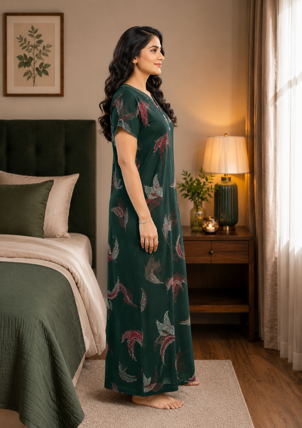 Emerald Green Abstract Graphic Alpine Nightgown