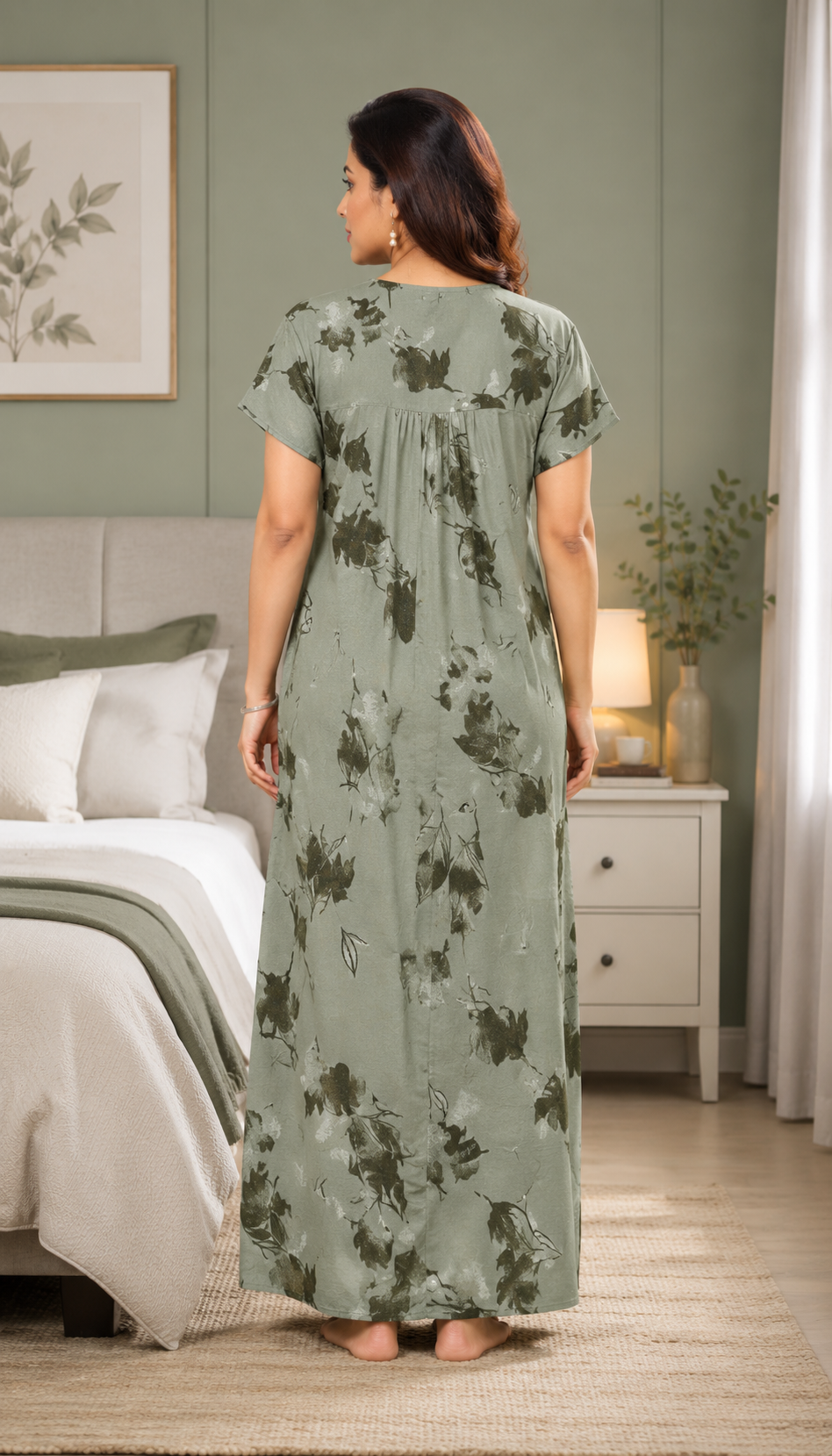 Sage Green Botanical Leaf Alpine Nightgown