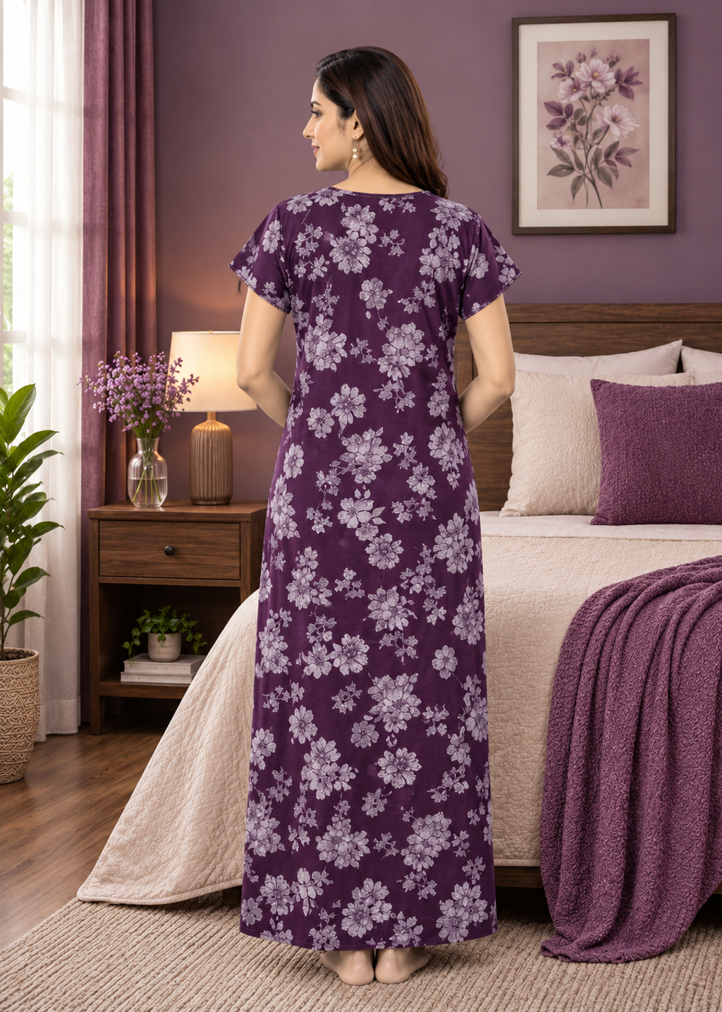 Deep Purple Floral Alpine Nightgown