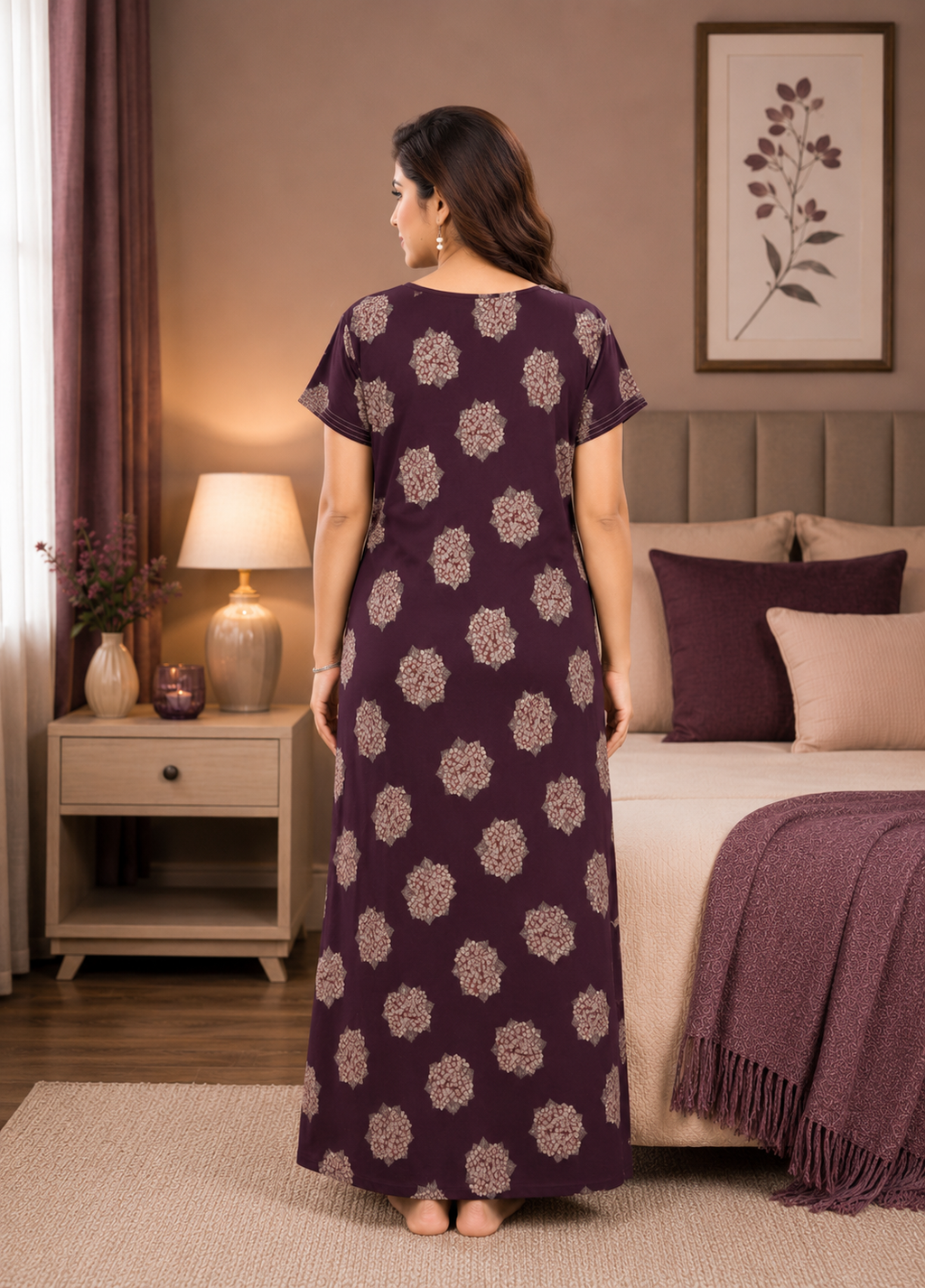 Deep Purple Floral Alpine Nightgown
