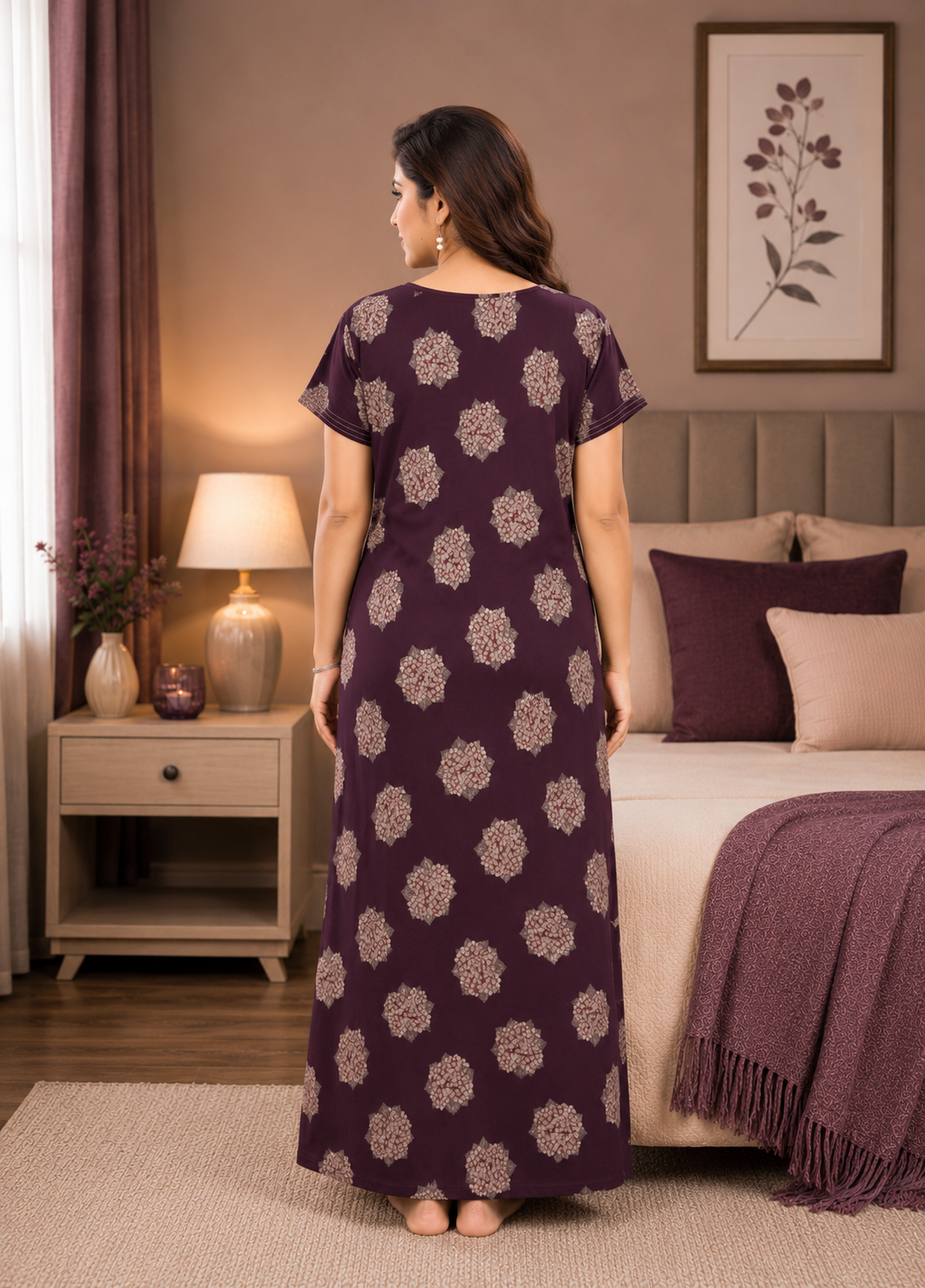 Deep Purple Floral Alpine Nightgown