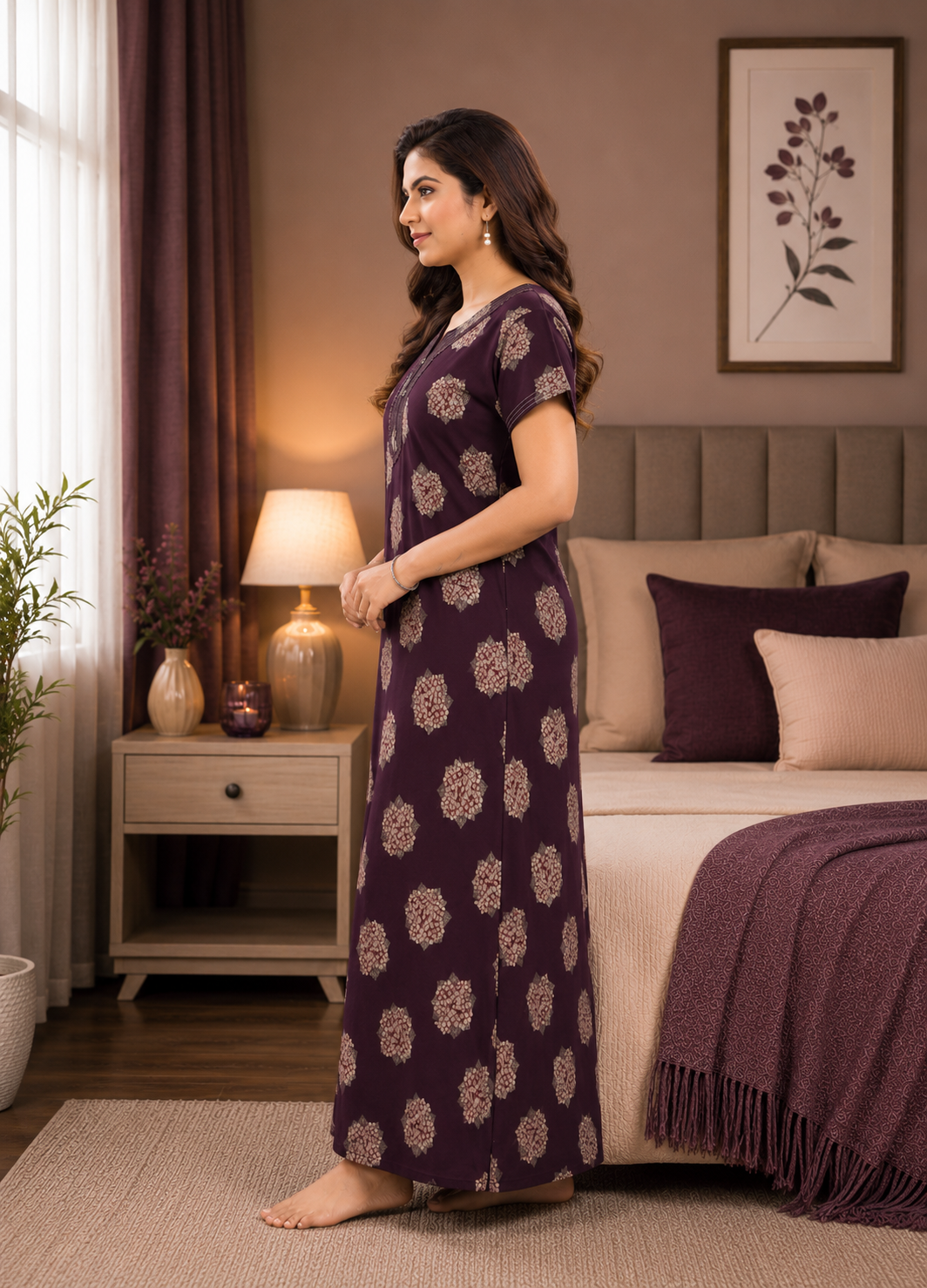 Deep Purple Floral Alpine Nightgown