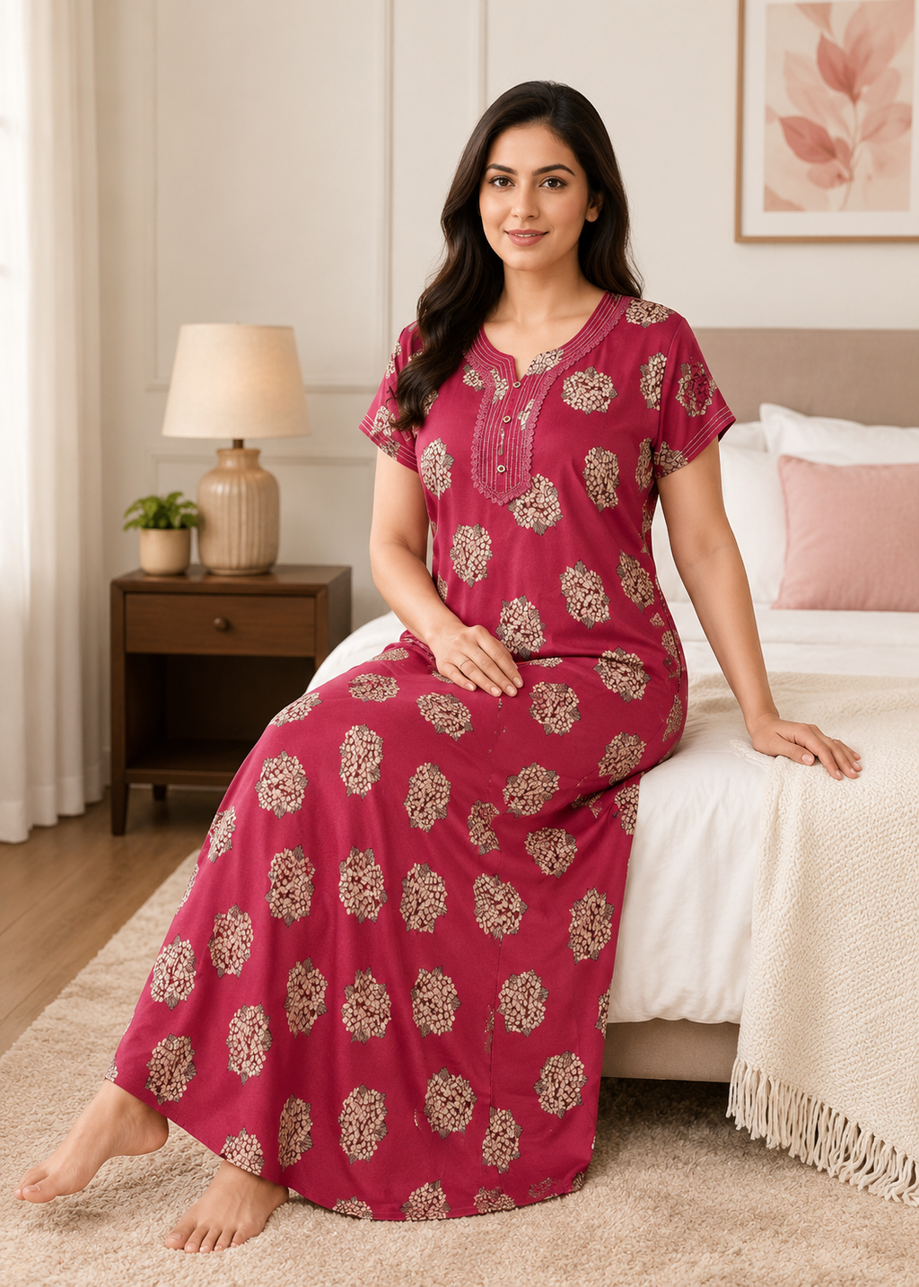 Maroon Floral Alpine Nightgown