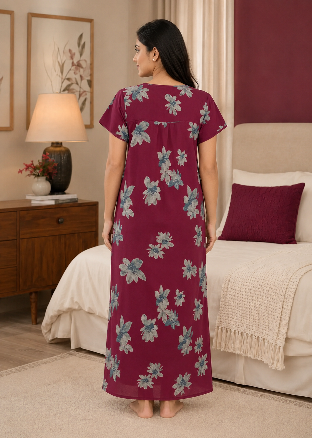 Maroon Botanical Bloom Alpine Nightgown