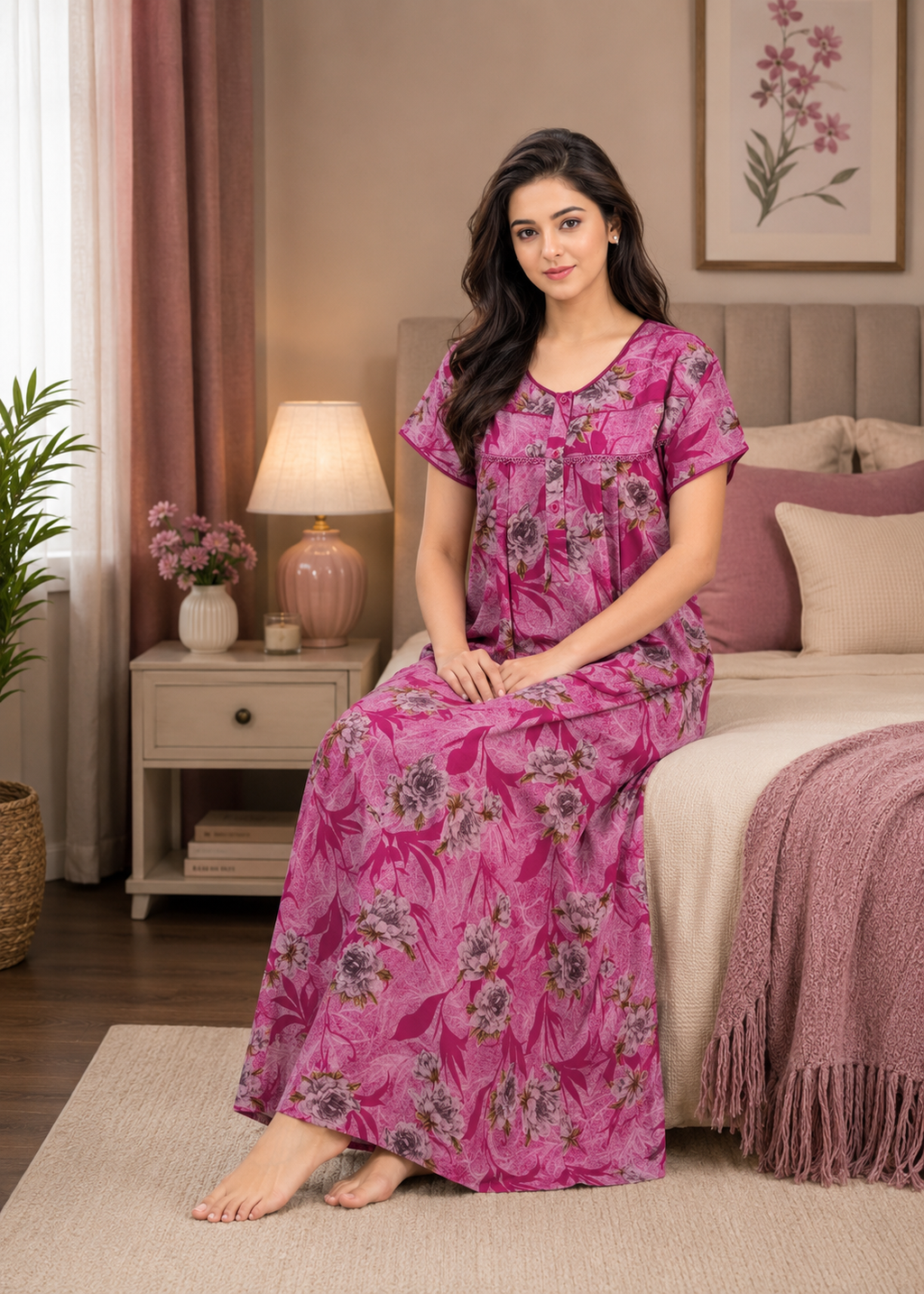 Magenta Floral Alpine Nightgown