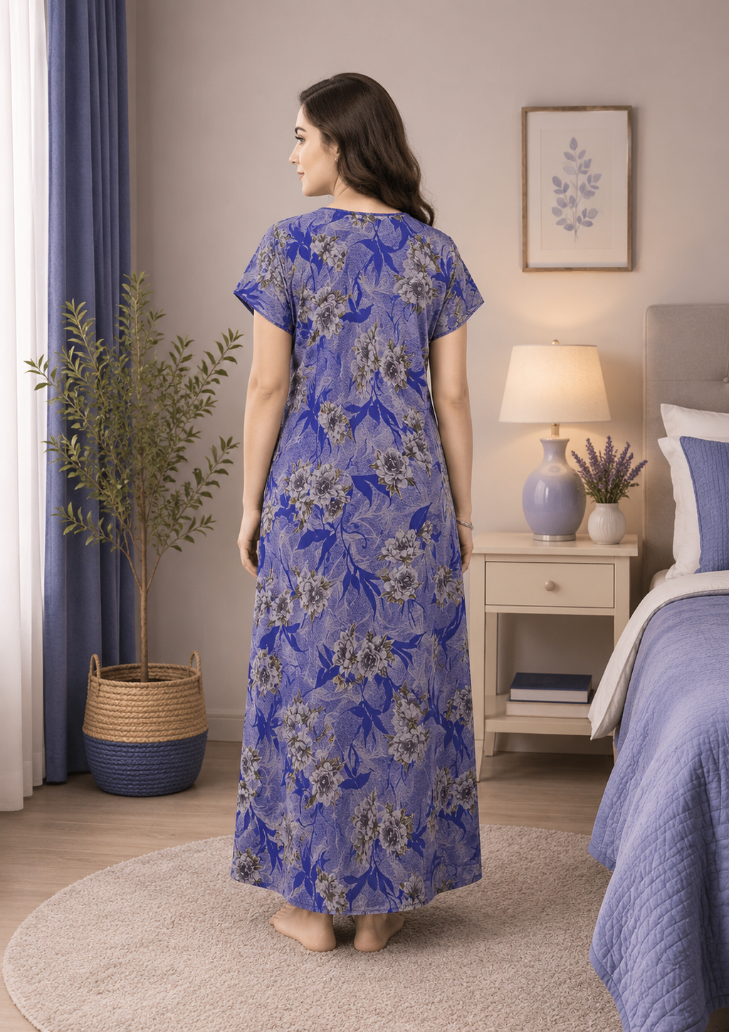 Periwinkle Blue Floral Alpine Nightgown