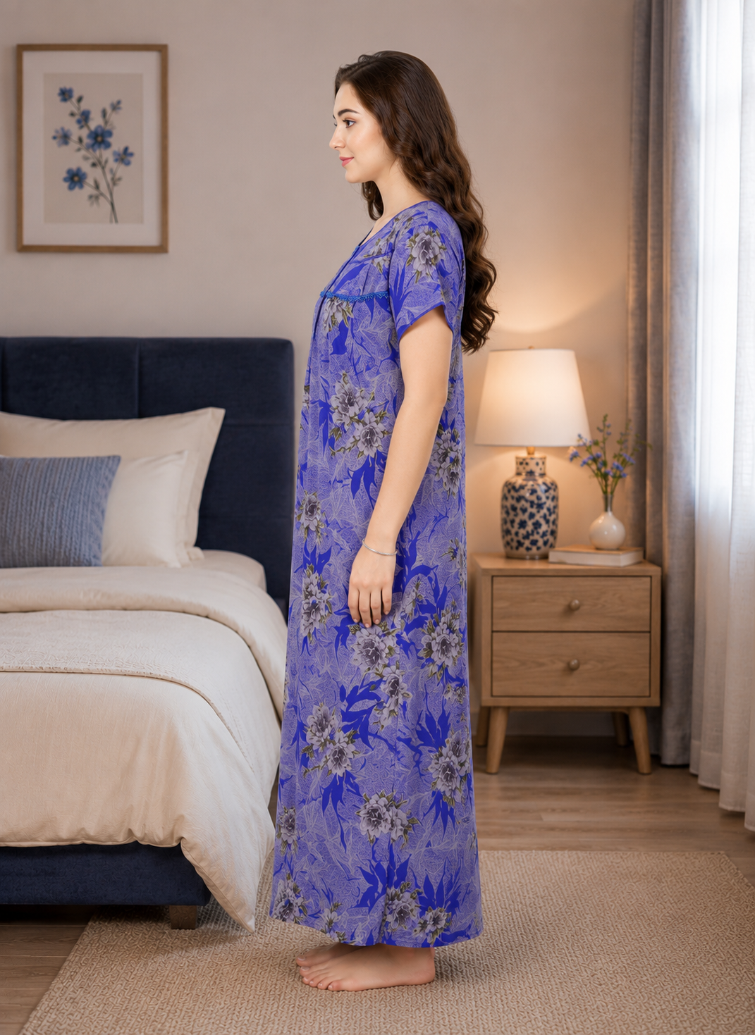 Periwinkle Blue Floral Alpine Nightgown
