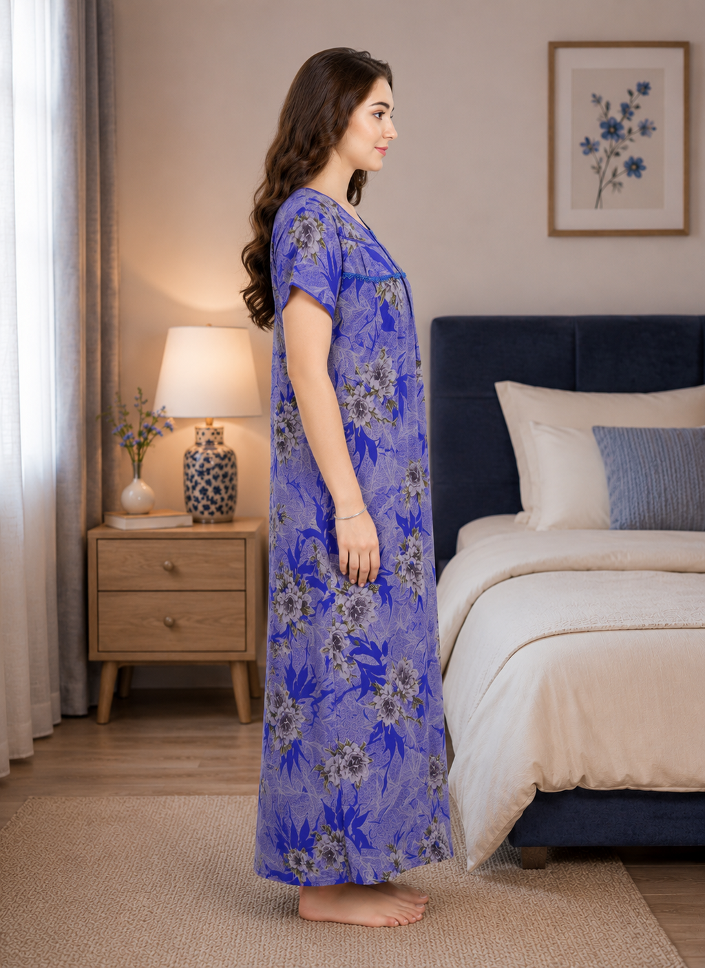 Periwinkle Blue Floral Alpine Nightgown