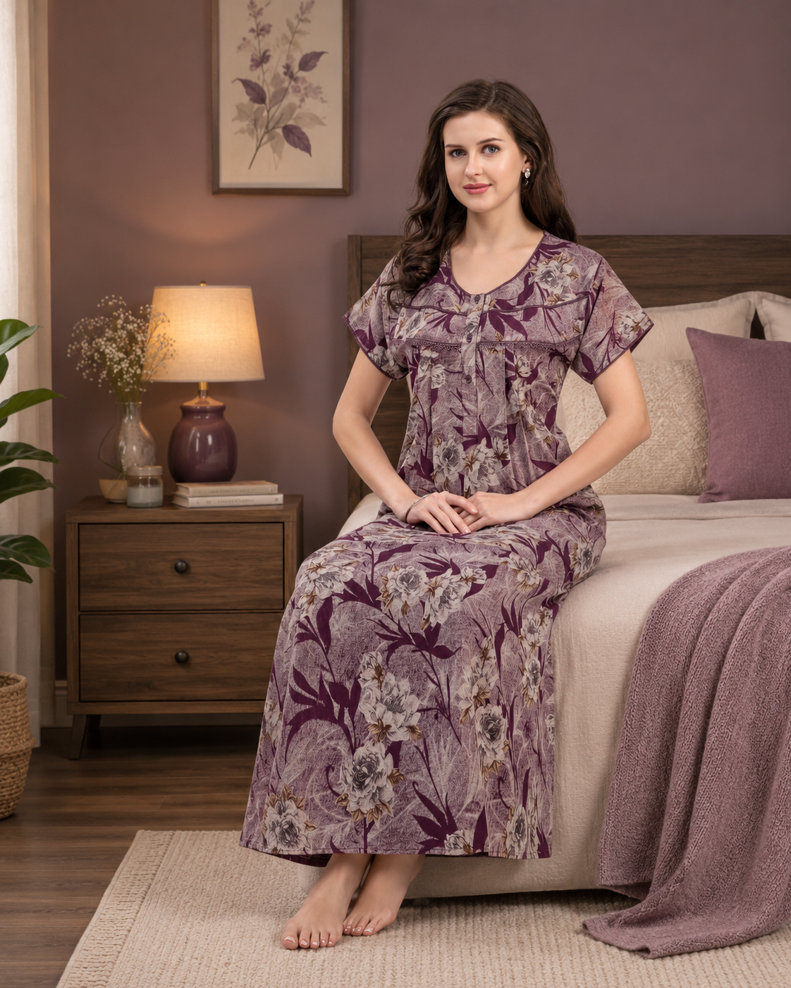 Muted Purple Floral Alpine Nightgown