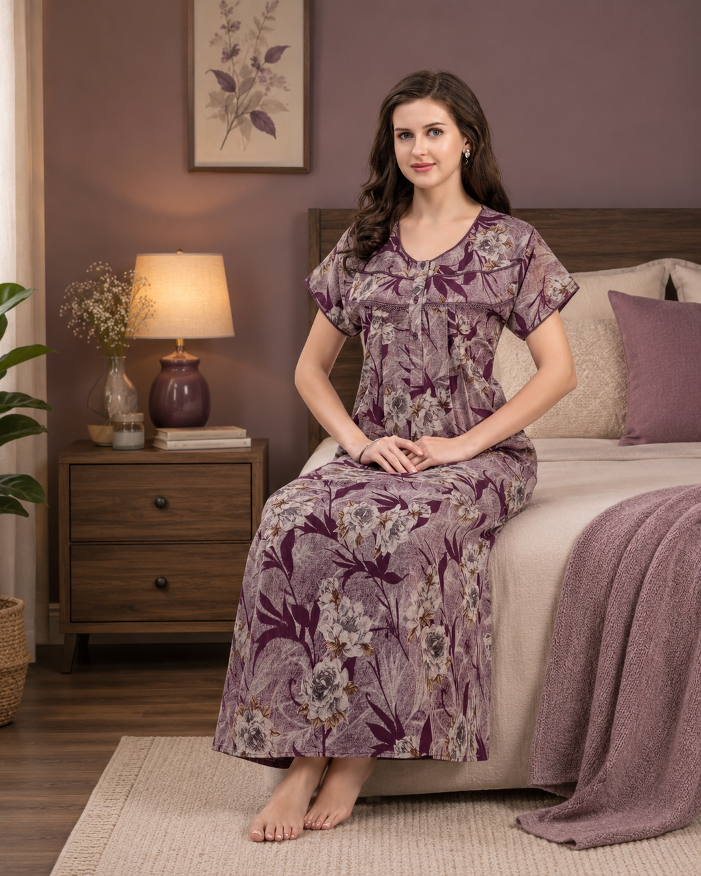 Muted Purple Floral Alpine Nightgown