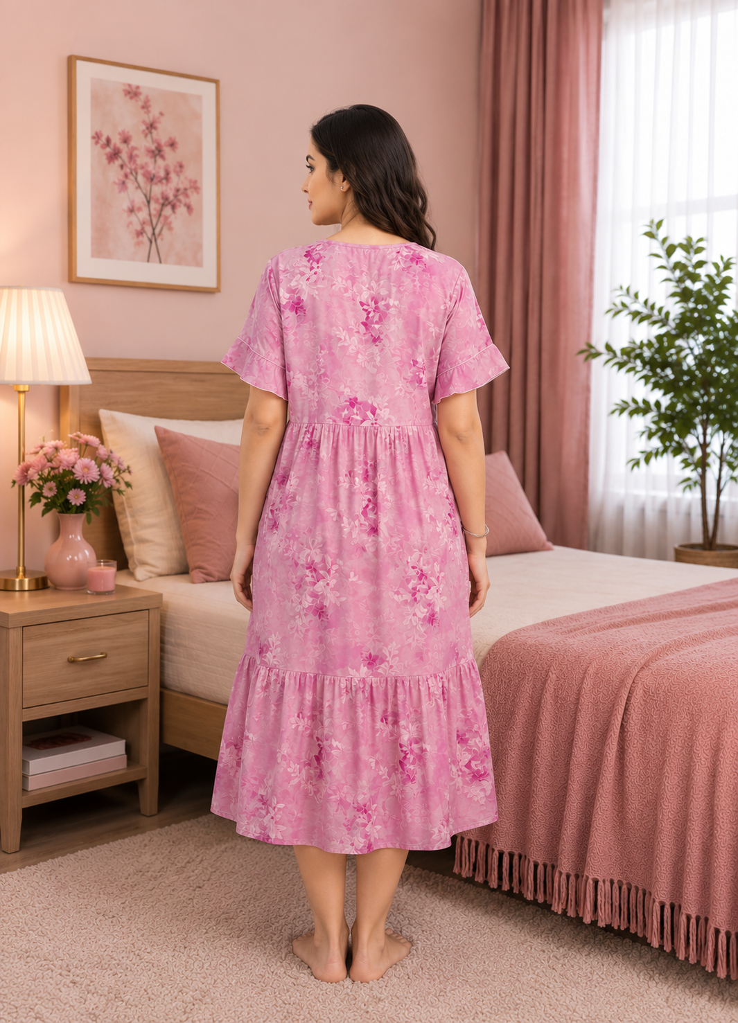 Mauve Floral Short Nighty