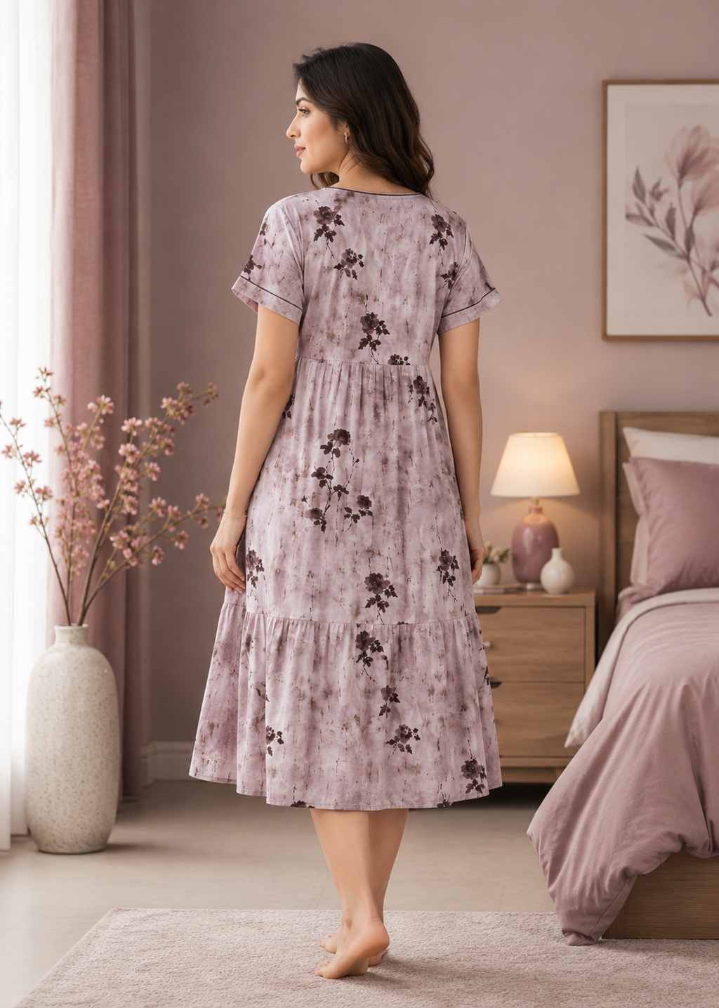 Dusty Lavender Floral Short Nighty