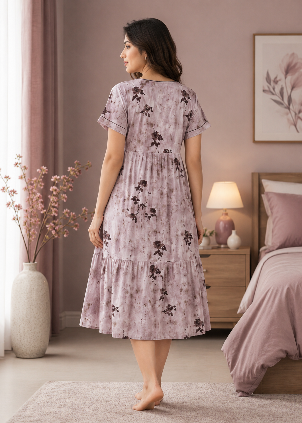 Dusty Lavender Floral Short Nighty