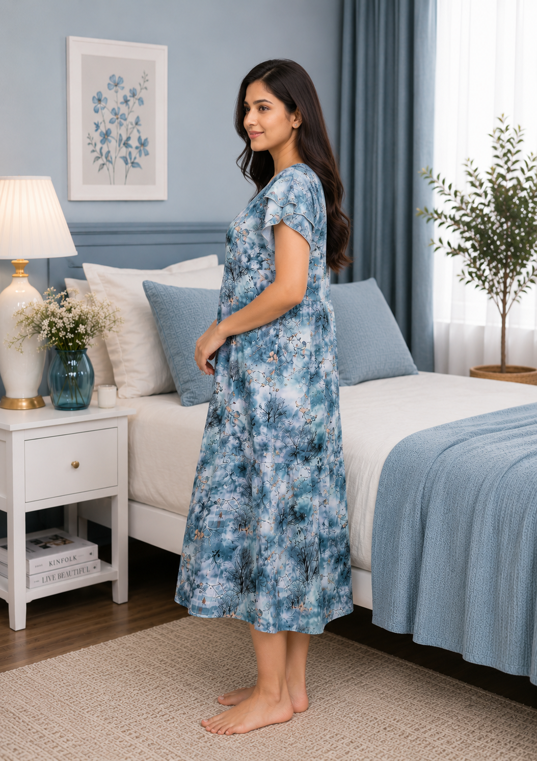 Ocean Blue Landscape Short Nighty