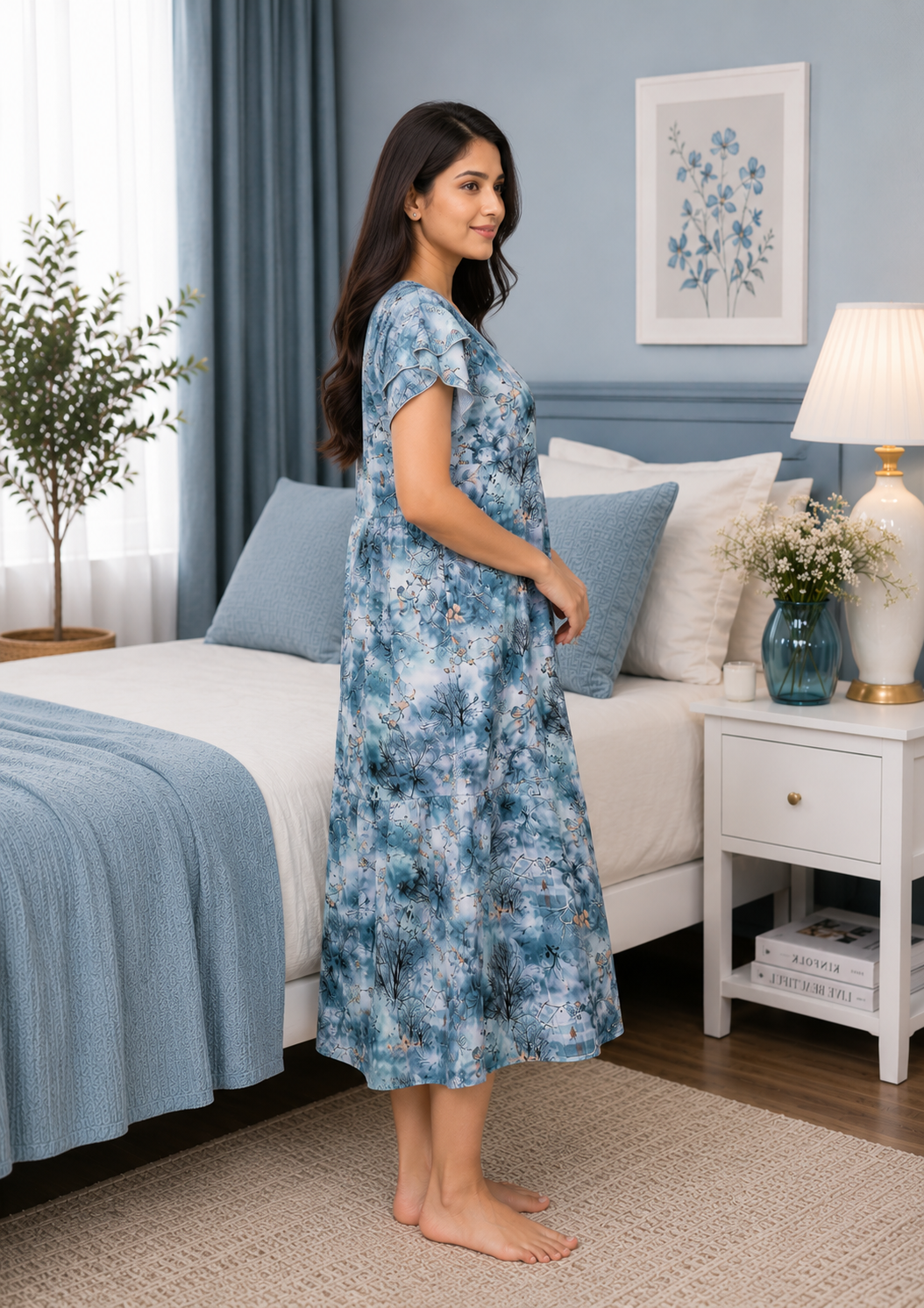 Ocean Blue Landscape Short Nighty