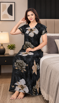 Dark Floral Print Alpine Gown