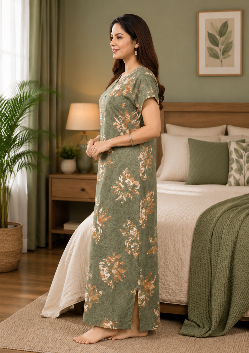 Sage Green Floral Alpine Nightgown