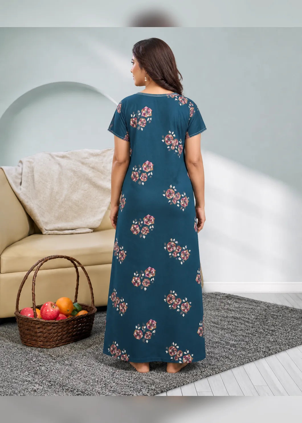 Teal Geometric Rose Alpine Nightgown